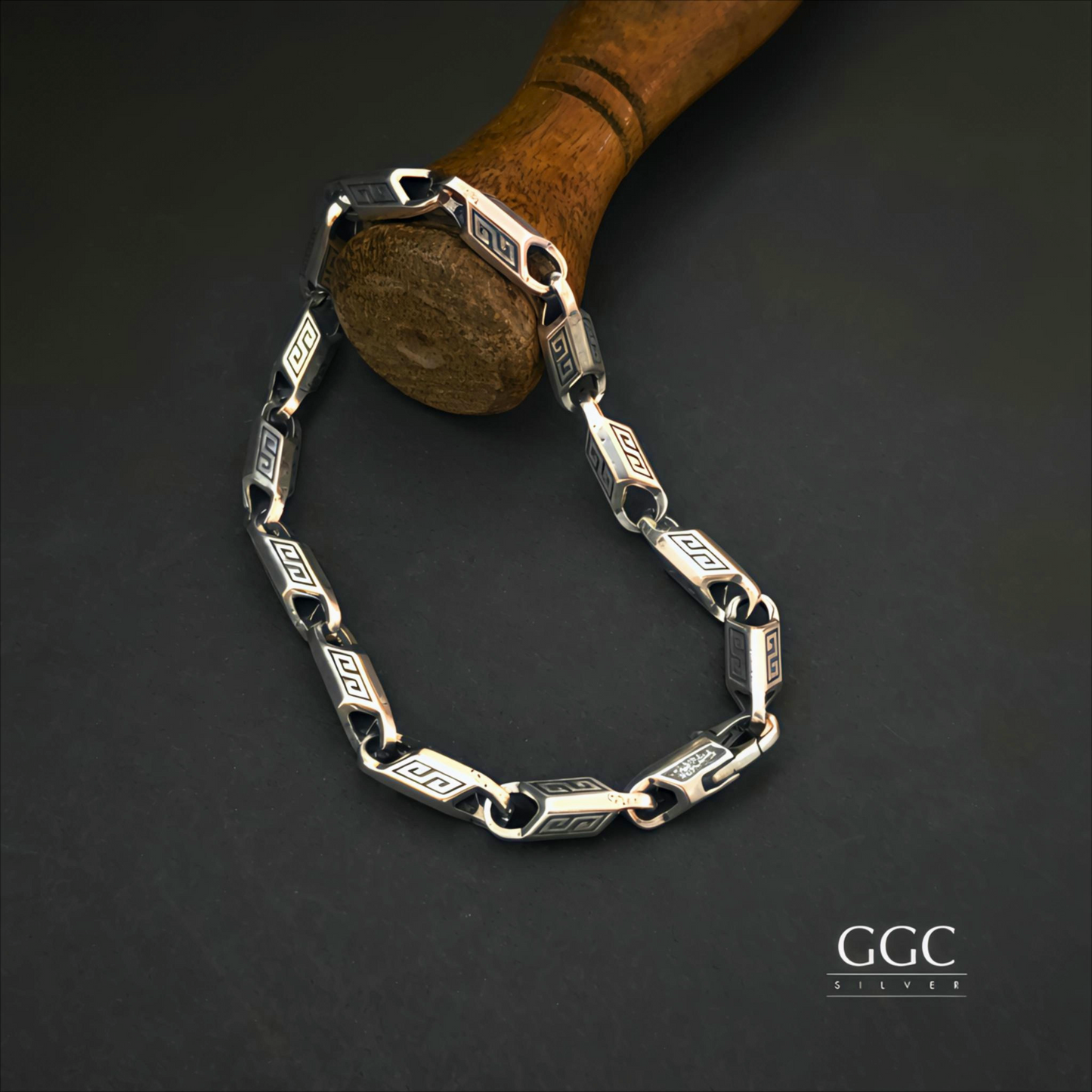Silver mens bracelet