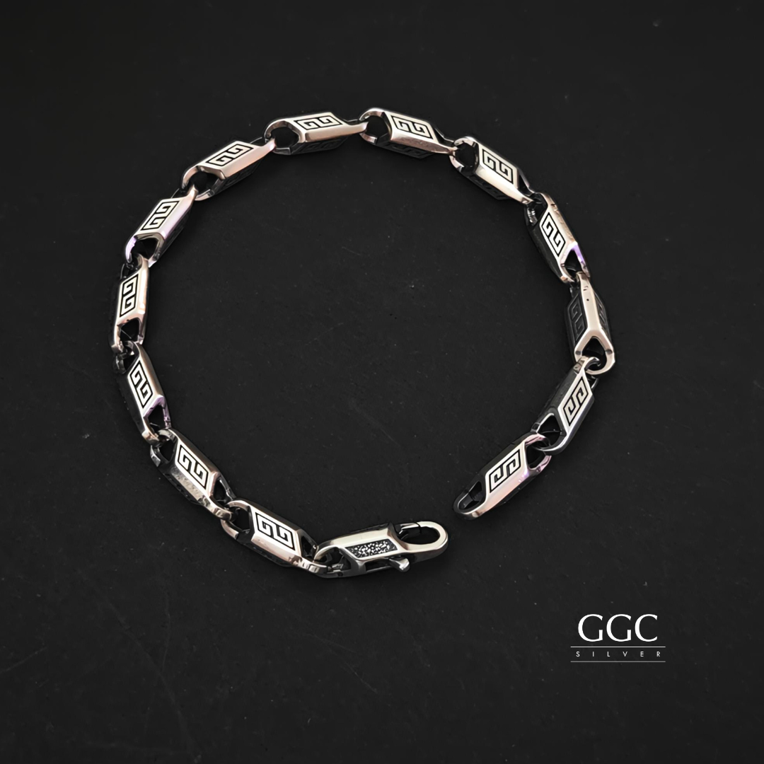 Silver mens bracelet