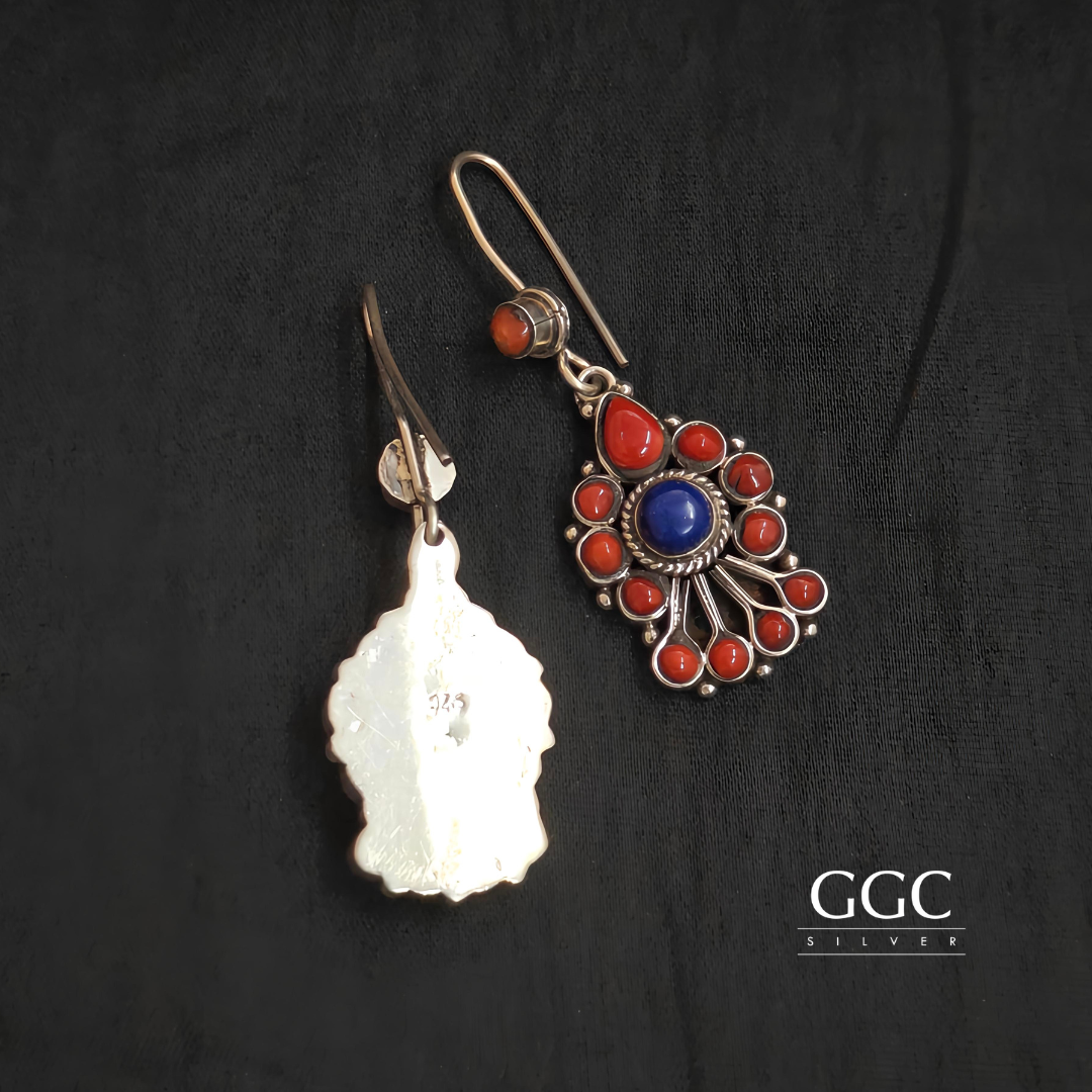 Coral&lapis earrings