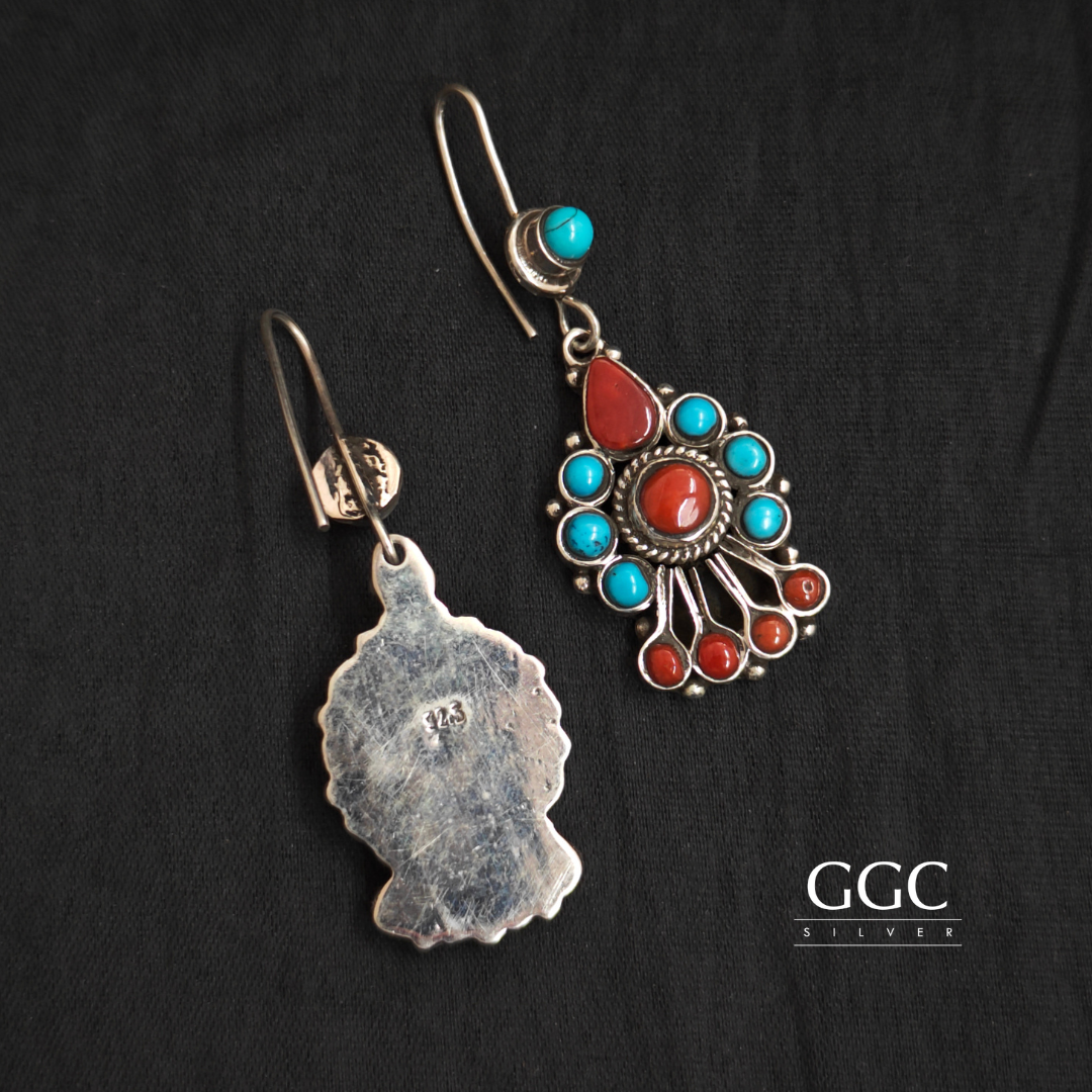 Turquoise&coral earring