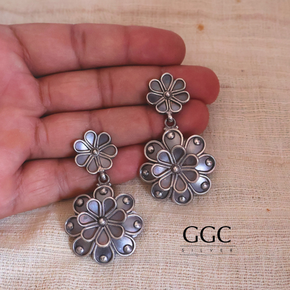 Floral Tribe Silver Earrings