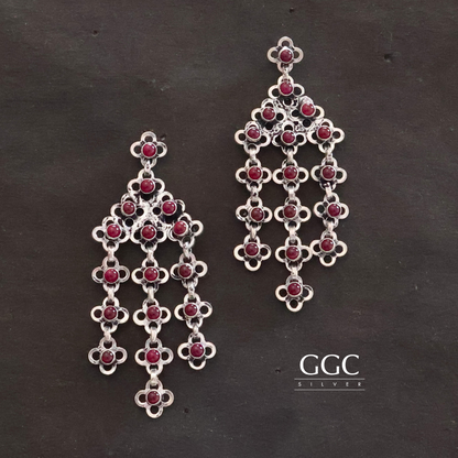 Floral Garnet Earrings