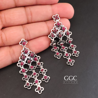 Floral Garnet Earrings