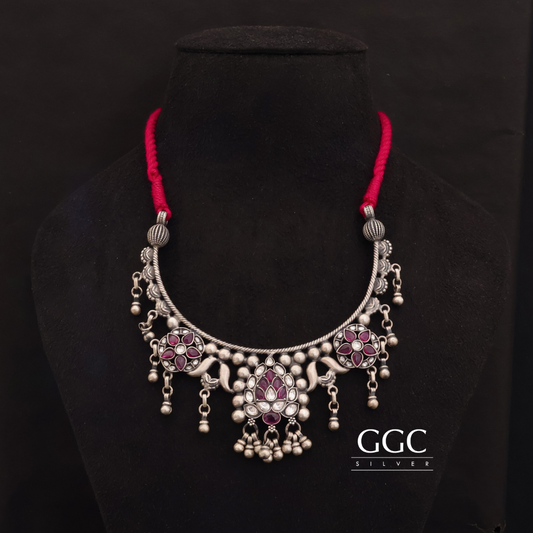 Kundan Silver Hasli Necklace