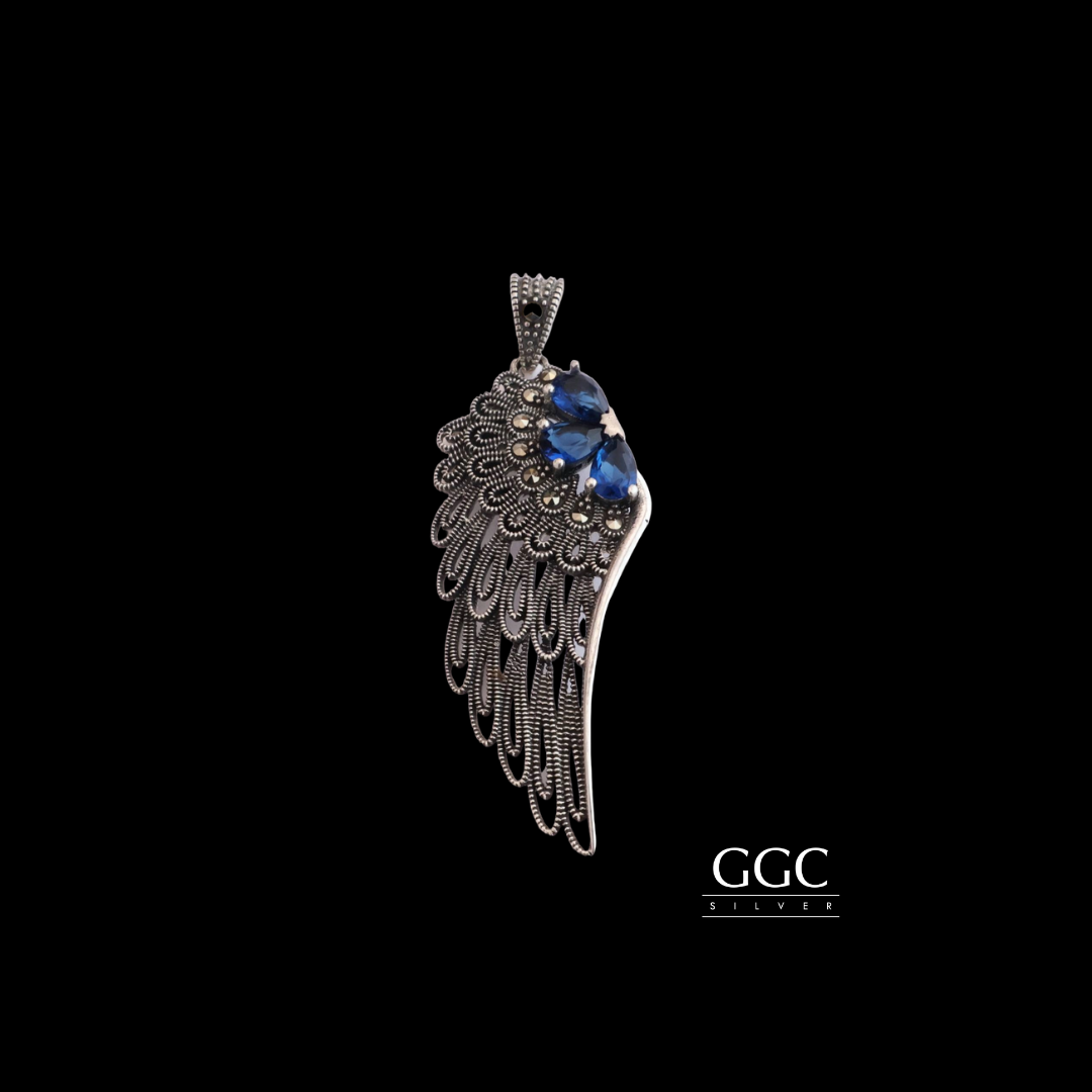 Marcasite Angle Wing Pendant