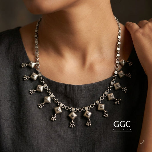 Diamond Style Silver Neckalce