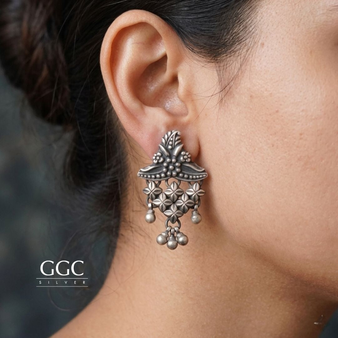 Floral Silver Earring