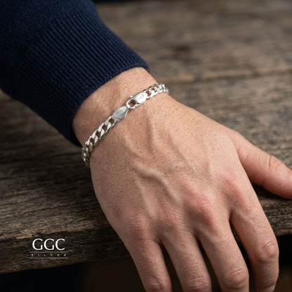 Link silver bracelet for men