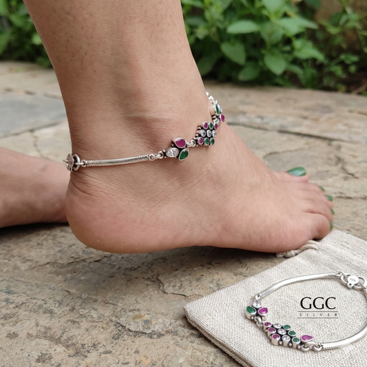 Multi stone anklet