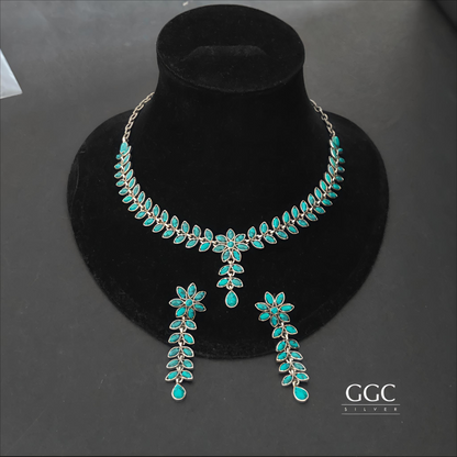 Turquoise Leaf Necklace Set