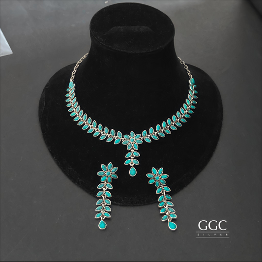 Turquoise Leaf Necklace Set