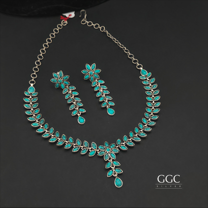 Turquoise Leaf Necklace Set
