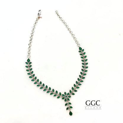 Silver leaf necklaces set