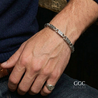 Silver mens bracelet