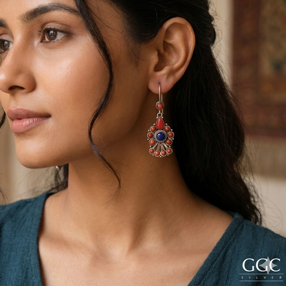 Coral&lapis earrings