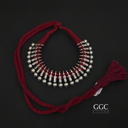 Silver beads choker