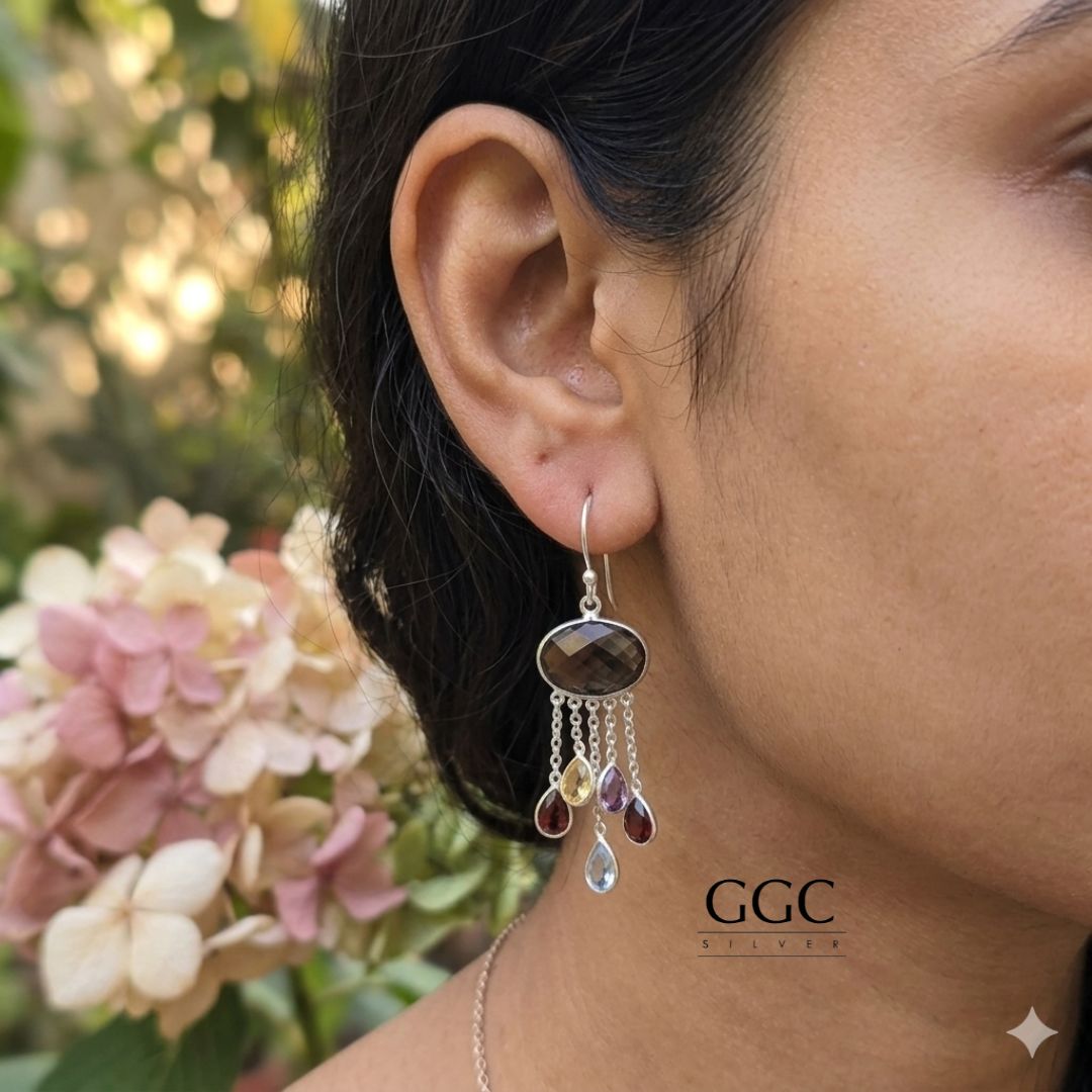 Semi multi stone earrings