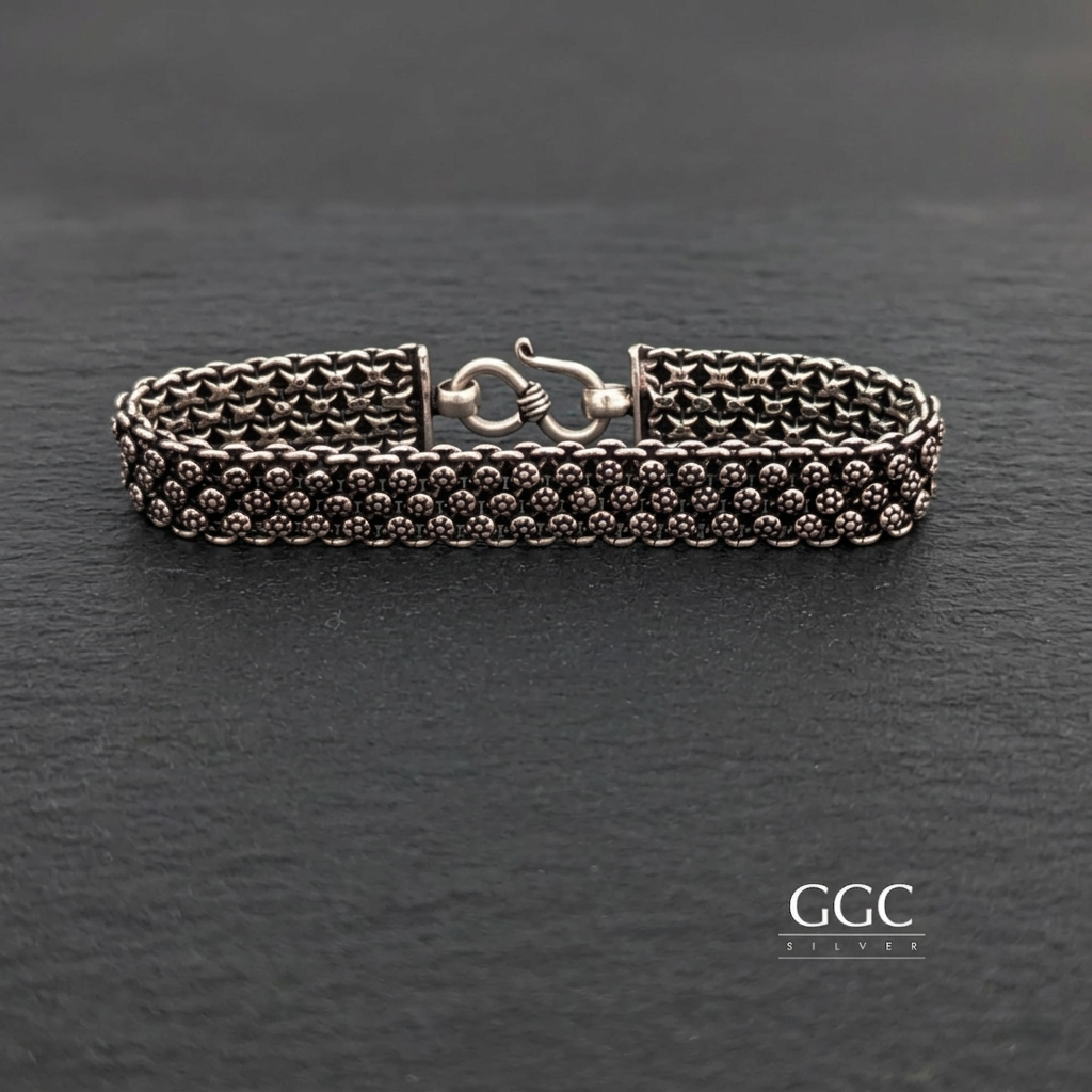 Floral Design Silver Bracelet