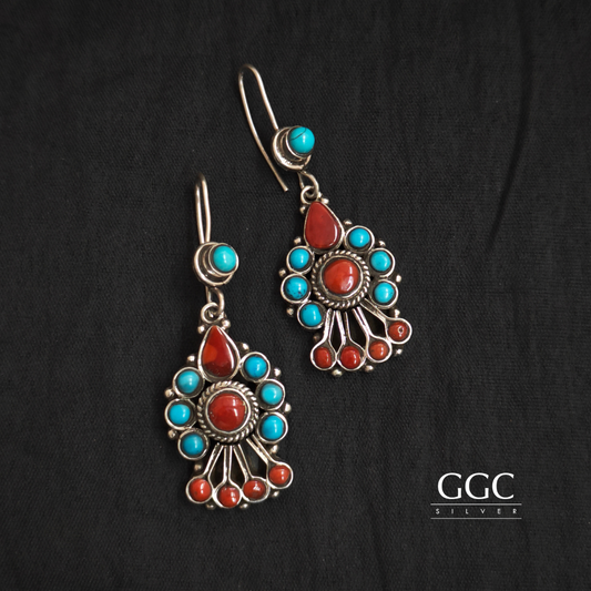 Turquoise&coral earring