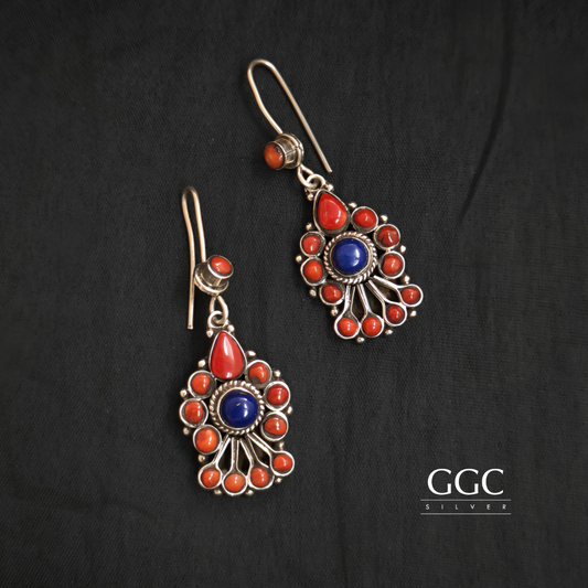 Coral&lapis earrings