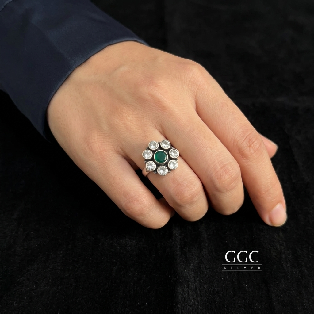 Zircon silver ring
