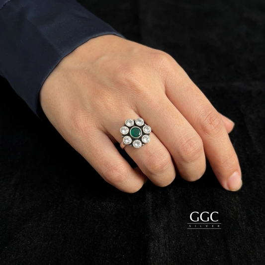 Zircon silver ring