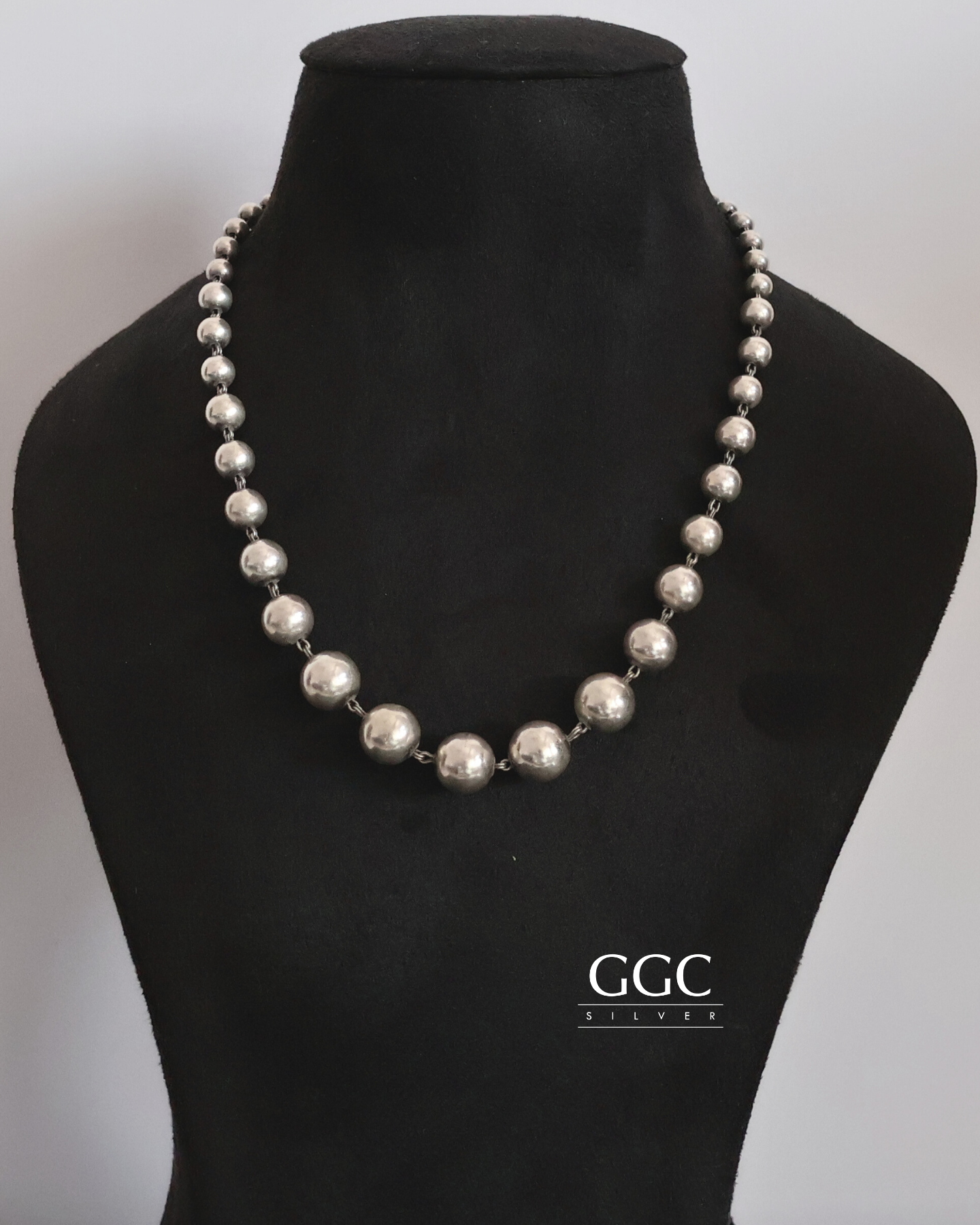 Silver Pearl Ball Necklace